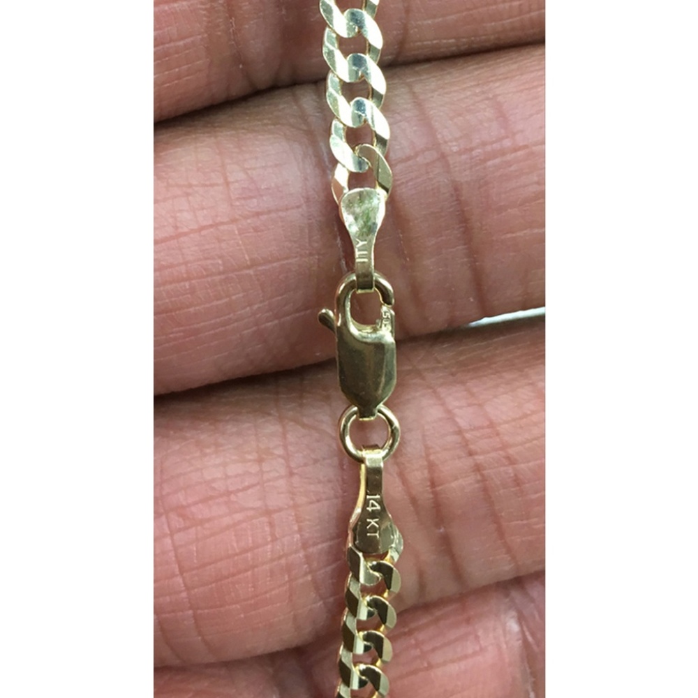 14k Yellow 3.2 MM Wide Cuban Concave bracelet - Picture 3 of 7